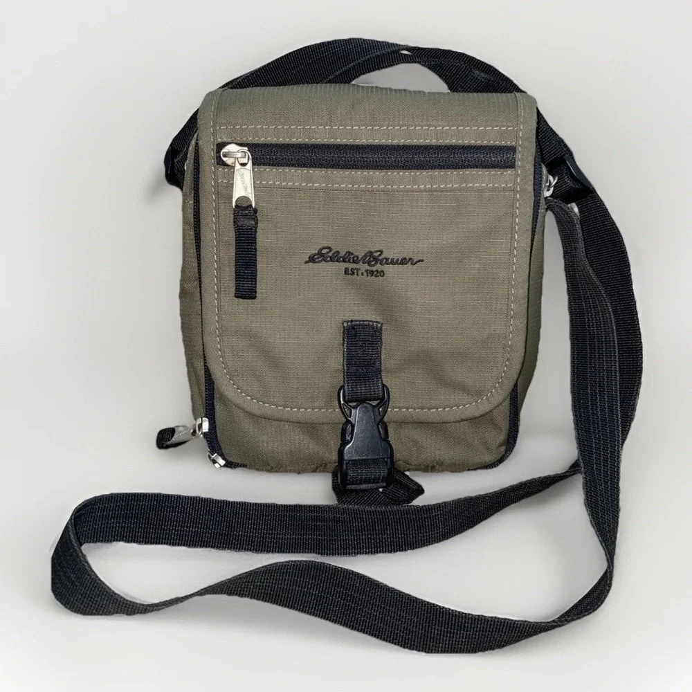 Eddie Bauer Travel Hiking Olive Green Crossbody Bag - Picture 1 of 8